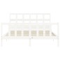 vidaXL Estructura de cama matrimonio con cabecero madera maciza blanco vidaXL Estructura de cama matrimonio con cabecero madera maciza blanco