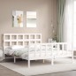 vidaXL Estructura de cama con cabecero madera maciza blanco 160x200 cm vidaXL Estructura de cama con cabecero madera maciza blanco 160x200 cm
