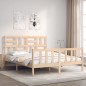 vidaXL Estructura de cama de matrimonio con cabecero madera maciza vidaXL Estructura de cama de matrimonio con cabecero madera maciza