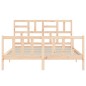 vidaXL Estructura de cama de matrimonio con cabecero madera maciza vidaXL Estructura de cama de matrimonio con cabecero madera maciza