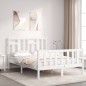 vidaXL Estructura cama de matrimonio con cabecero madera maciza blanco vidaXL Estructura cama de matrimonio con cabecero madera maciza blanco
