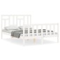 vidaXL Estructura cama de matrimonio con cabecero madera maciza blanco vidaXL Estructura cama de matrimonio con cabecero madera maciza blanco