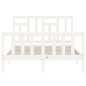 vidaXL Estructura cama de matrimonio con cabecero madera maciza blanco vidaXL Estructura cama de matrimonio con cabecero madera maciza blanco