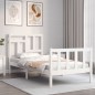 vidaXL Estructura de cama con cabecero madera maciza blanco 90x200 cm vidaXL Estructura de cama con cabecero madera maciza blanco 90x200 cm