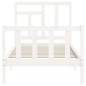 vidaXL Estructura de cama con cabecero madera maciza blanco 90x200 cm vidaXL Estructura de cama con cabecero madera maciza blanco 90x200 cm