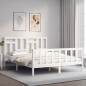 vidaXL Estructura de cama con cabecero madera maciza blanco 160x200 cm vidaXL Estructura de cama con cabecero madera maciza blanco 160x200 cm