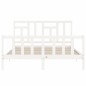 vidaXL Estructura de cama con cabecero madera maciza blanco 160x200 cm vidaXL Estructura de cama con cabecero madera maciza blanco 160x200 cm