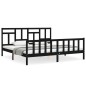 vidaXL Estructura de cama con cabecero madera maciza negro 200x200 cm vidaXL Estructura de cama con cabecero madera maciza negro 200x200 cm