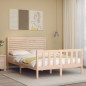 vidaXL Estructura de cama con cabecero madera maciza 140x190 cm vidaXL Estructura de cama con cabecero madera maciza 140x190 cm