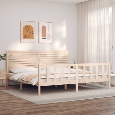 vidaXL Estructura de cama de matrimonio con cabecero madera maciza