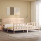 vidaXL Estructura de cama de matrimonio con cabecero madera maciza