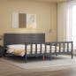 vidaXL Estructura de cama con cabecero madera maciza gris 200x200 cm