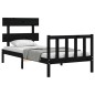 vidaXL Estructura de cama individual con cabecero madera maciza negro vidaXL Estructura de cama individual con cabecero madera maciza negro