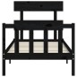 vidaXL Estructura de cama individual con cabecero madera maciza negro vidaXL Estructura de cama individual con cabecero madera maciza negro