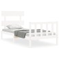 vidaXL Estructura de cama con cabecero madera maciza blanco vidaXL Estructura de cama con cabecero madera maciza blanco