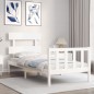 vidaXL Estructura de cama con cabecero madera maciza blanco vidaXL Estructura de cama con cabecero madera maciza blanco