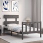 vidaXL Estructura de cama con cabecero madera maciza gris 100x200 cm