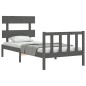 vidaXL Estructura de cama con cabecero madera maciza gris 100x200 cm