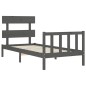 vidaXL Estructura de cama con cabecero madera maciza gris 100x200 cm