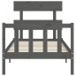 vidaXL Estructura de cama con cabecero madera maciza gris 100x200 cm