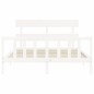 vidaXL Estructura de cama matrimonio con cabecero madera maciza blanco vidaXL Estructura de cama matrimonio con cabecero madera maciza blanco