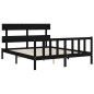 vidaXL Estructura cama de matrimonio con cabecero madera maciza negro vidaXL Estructura cama de matrimonio con cabecero madera maciza negro