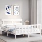 vidaXL Estructura de cama con cabecero madera maciza blanco 160x200 cm vidaXL Estructura de cama con cabecero madera maciza blanco 160x200 cm