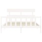 vidaXL Estructura de cama con cabecero madera maciza blanco 160x200 cm vidaXL Estructura de cama con cabecero madera maciza blanco 160x200 cm