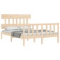 vidaXL Estructura de cama de matrimonio con cabecero madera maciza vidaXL Estructura de cama de matrimonio con cabecero madera maciza