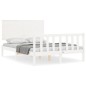 vidaXL Estructura cama de matrimonio con cabecero madera maciza blanco vidaXL Estructura cama de matrimonio con cabecero madera maciza blanco