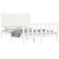 vidaXL Estructura cama de matrimonio con cabecero madera maciza blanco vidaXL Estructura cama de matrimonio con cabecero madera maciza blanco