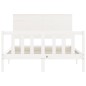 vidaXL Estructura cama de matrimonio con cabecero madera maciza blanco vidaXL Estructura cama de matrimonio con cabecero madera maciza blanco