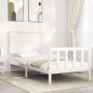 vidaXL Estructura de cama con cabecero madera maciza blanco 90x200 cm vidaXL Estructura de cama con cabecero madera maciza blanco 90x200 cm