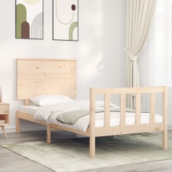 vidaXL Estructura de cama con cabecero madera maciza 100x200 cm