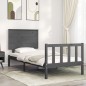 vidaXL Estructura de cama con cabecero madera maciza gris 100x200 cm vidaXL Estructura de cama con cabecero madera maciza gris 100x200 cm