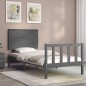 vidaXL Estructura de cama con cabecero madera maciza gris 100x200 cm vidaXL Estructura de cama con cabecero madera maciza gris 100x200 cm