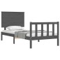 vidaXL Estructura de cama con cabecero madera maciza gris 100x200 cm vidaXL Estructura de cama con cabecero madera maciza gris 100x200 cm