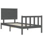 vidaXL Estructura de cama con cabecero madera maciza gris 100x200 cm vidaXL Estructura de cama con cabecero madera maciza gris 100x200 cm