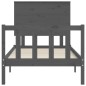 vidaXL Estructura de cama con cabecero madera maciza gris 100x200 cm vidaXL Estructura de cama con cabecero madera maciza gris 100x200 cm