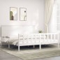 vidaXL Estructura de cama con cabecero madera maciza blanco 200x200 cm vidaXL Estructura de cama con cabecero madera maciza blanco 200x200 cm