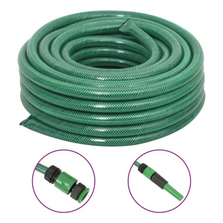 vidaXL Manguera de jardín con accesorios PVC verde 23,5 mm 20 m