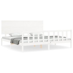 vidaXL Estructura de cama con cabecero madera maciza blanco 200x200 cm