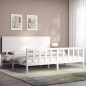 vidaXL Estructura de cama con cabecero madera maciza blanco 200x200 cm vidaXL Estructura de cama con cabecero madera maciza blanco 200x200 cm
