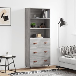 vidaXL Aparador alto madera contrachapada gris sonoma 69,5x34x180 cm