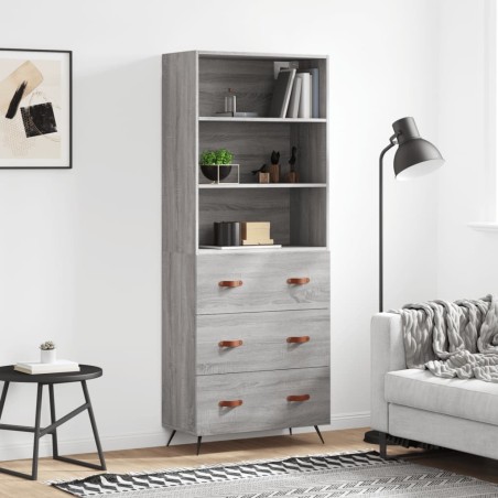 vidaXL Aparador alto madera contrachapada gris sonoma 69,5x34x180 cm