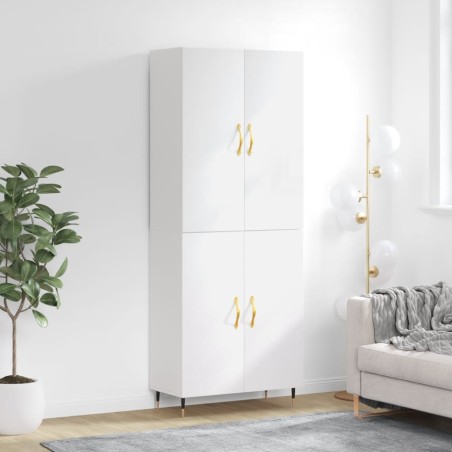 vidaXL Aparador alto madera contrachapada blanco brillo 69,5x34x180 cm