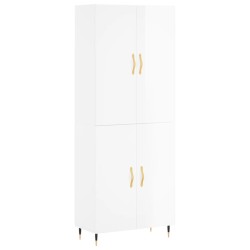 vidaXL Aparador alto madera contrachapada blanco brillo 69,5x34x180 cm