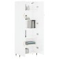 vidaXL Aparador alto madera contrachapada blanco brillo 69,5x34x180 cm