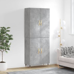 vidaXL Aparador alto madera contrachapada gris hormigón 69,5x34x180 cm