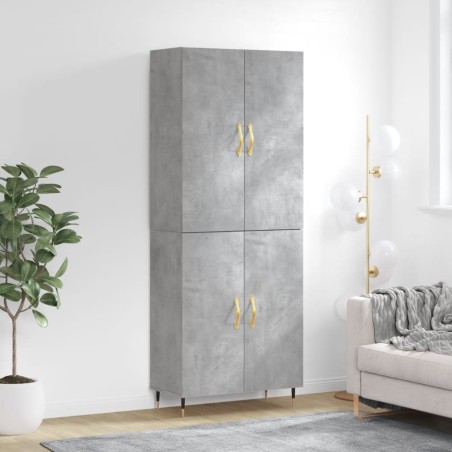 vidaXL Aparador alto madera contrachapada gris hormigón 69,5x34x180 cm